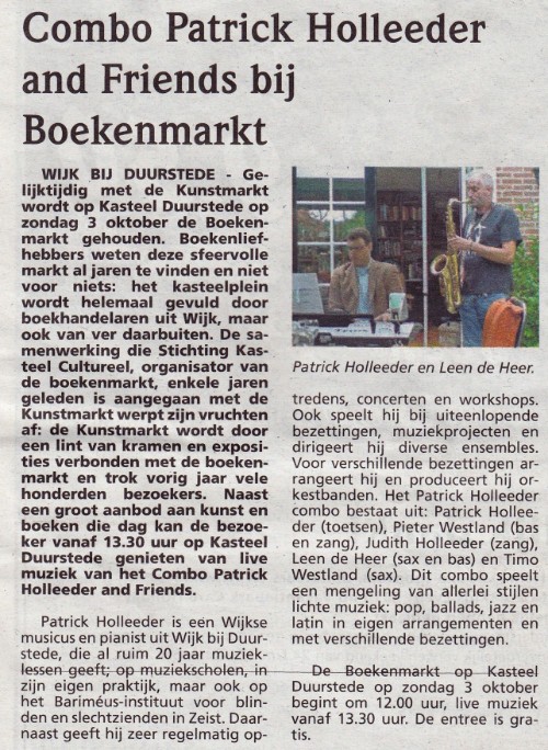 Combo Patrick Holleeder & Friends bij Boekenmarkt, 3 oktober 2010