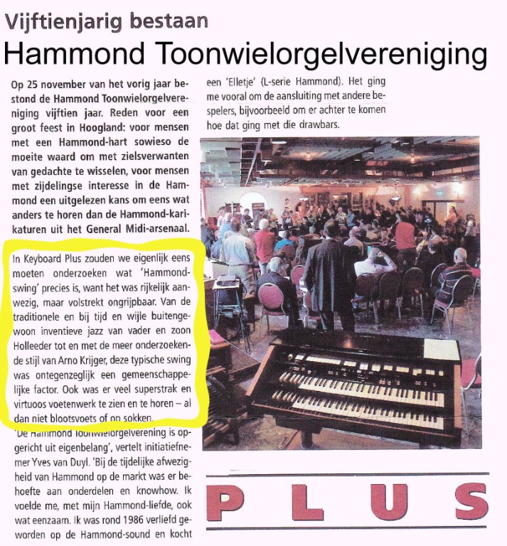 Verslag Jubileumdag Hammond Toonwielorgelvereniging, 25 november 2006