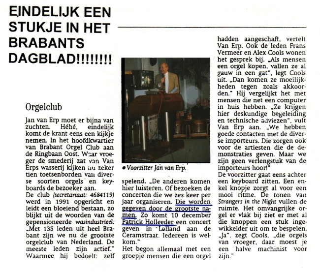 Brabant Orgelclub in Brabants Dagblad
