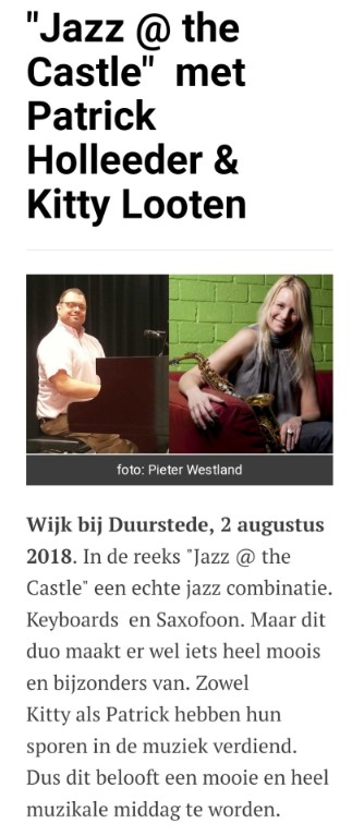 Patrick Holleeder & Kitty Looten, Jazz @ the Castle 5 augustus 2018