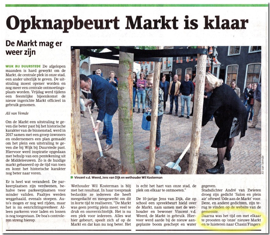 'Opknapbeurt Markt is klaar', artikel uit 't Groentje van 1 mei 2019